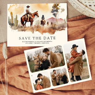 Save The Date Mariage de collage photo de cow-boy occidental rus