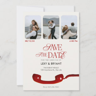 Save The Date Mariage de collage photo vintage classique