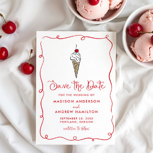 Save The Date Mariage de cône de crème glacée Whimsical