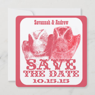 Save The Date Mariage de cowboy rose de l'Ouest Sauvez la date