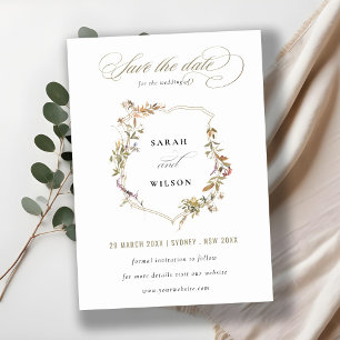Save The Date Mariage de crête Fleur sauvage rose rose chic
