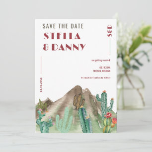 Save The Date Mariage de destination bohème désert cactus Arizon