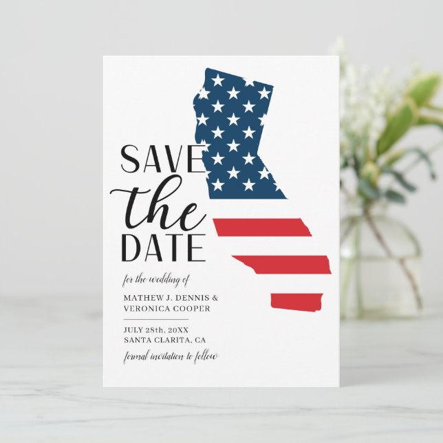 Save The Date Mariage de destination de l'État patriotique Calif (Debout devant)