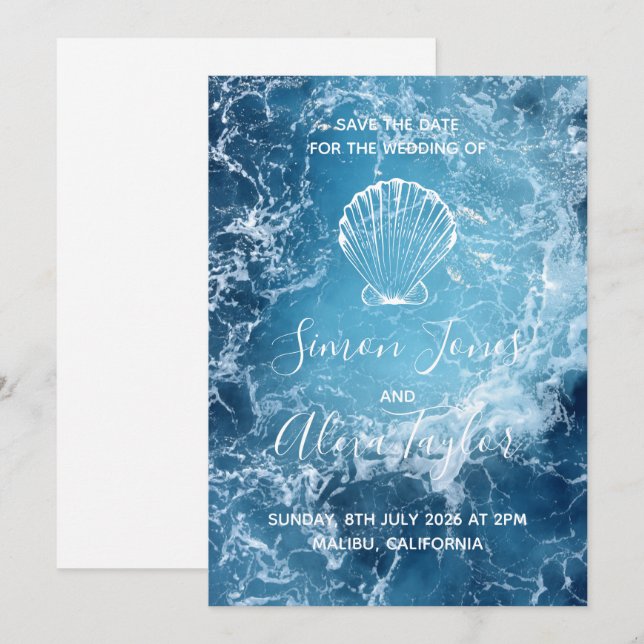 Save The Date Mariage de destination de plage, enregistrez la da (Devant / Derrière)