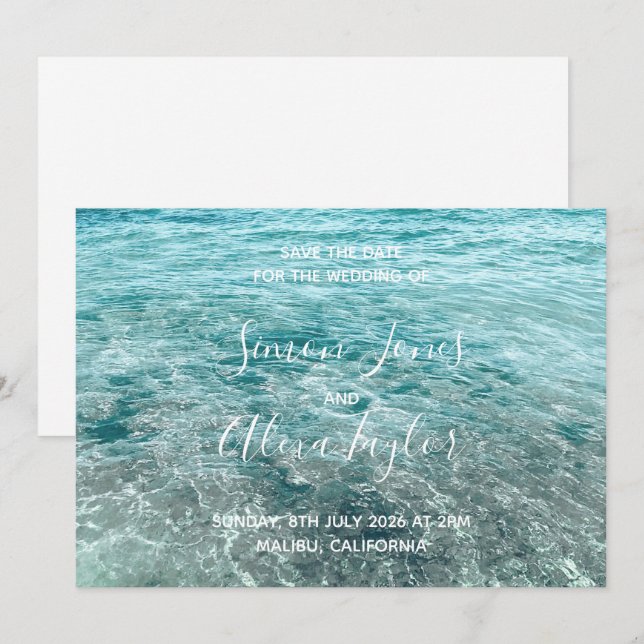 Save The Date Mariage de destination de plage, sauvez la date (Devant / Derrière)