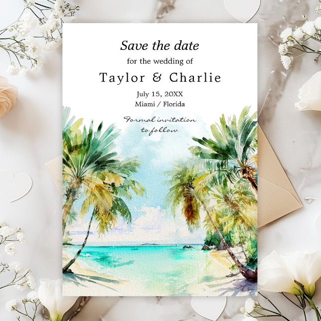Save The Date Mariage de destination de plage tropicale (Créateur téléchargé)