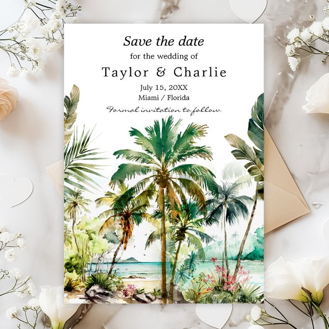 Save The Date Mariage de destination de plage tropicale (Créateur téléchargé)