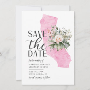 Save The Date Mariage de destination en Californie écriture aqua