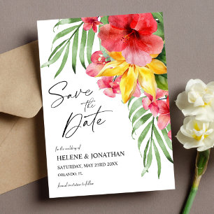 Save The Date Mariage de destination florale tropicale