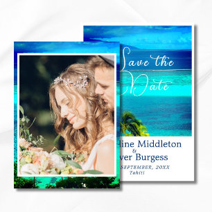 Save The Date Mariage de Destination Océanique Photo Tropical Bl