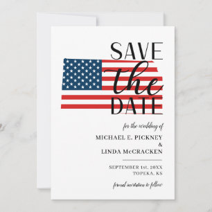 Save The Date Mariage de destination patriotique dans l'État amé