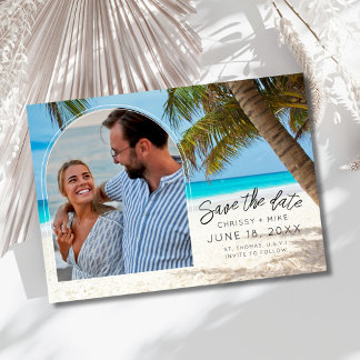 Save The Date Mariage de destination photo de plage tropicale 
