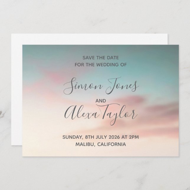 Save The Date Mariage de destination plage enregistrer la date (Devant / Derrière)