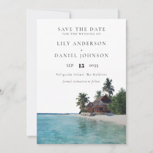 Save The Date Mariage de destination tropical à l'aquarelle