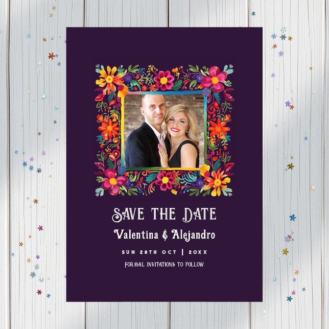 Save The Date Mariage de fête mexicaine à l'aquarelle vibrant (Vibrant Watercolor Mexican Fiesta Wedding Save The Date)