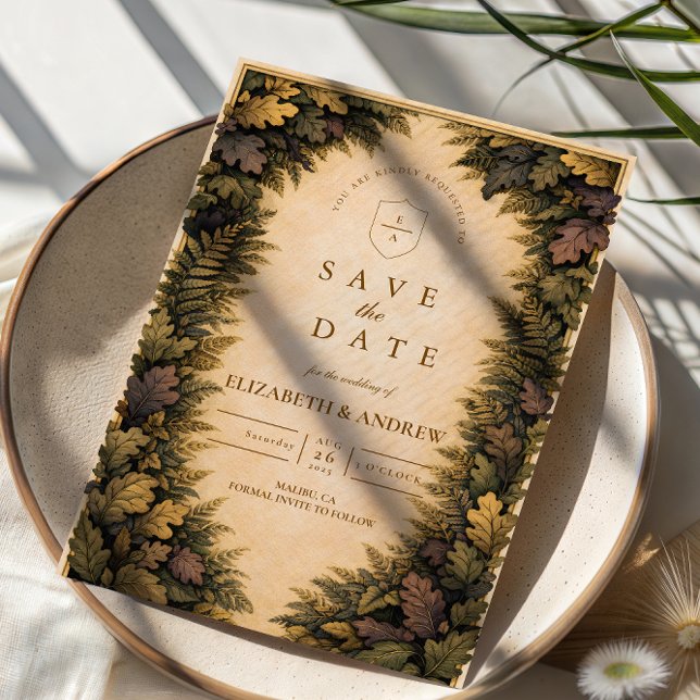 Save The Date Mariage de feuillage de bois automnal (Créateur téléchargé)