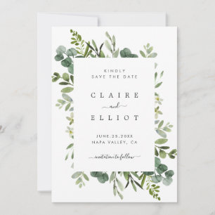 Save The Date Mariage de feuillage vert Eucalyptus