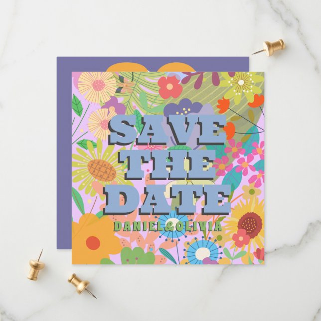 Save The Date Mariage de fleurs (Devant/Arrière en situation)