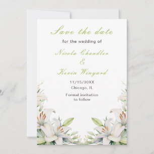 Save The Date Mariage de fleurs blanches