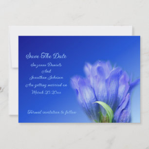 Save The Date Mariage de fleurs Gentien Bleu