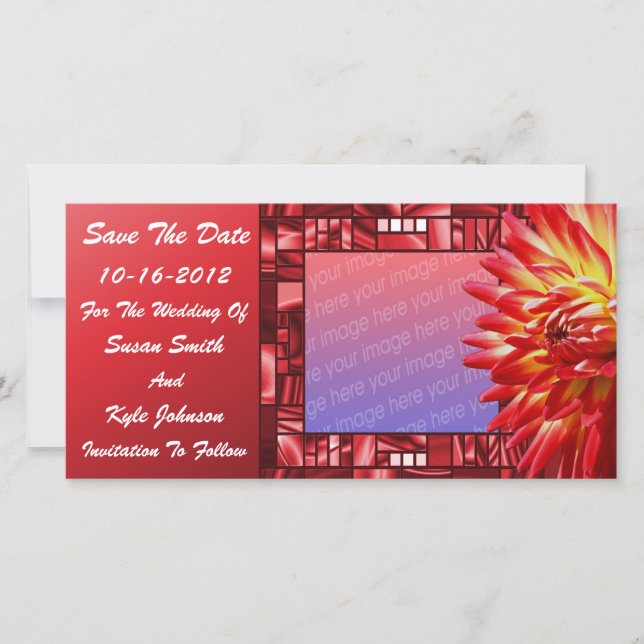 Save The Date Mariage de fleurs Red Dahlia (Devant)