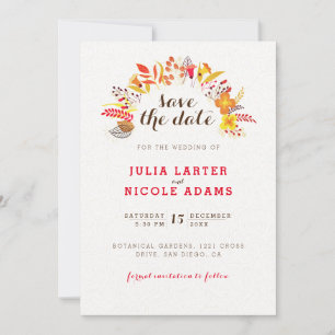 Save The Date Mariage de fleurs sauvages boho orange violet