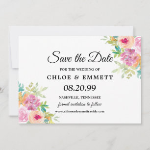 Save The Date Mariage de Fleurs sauvages Boho rustiques Sauvez l