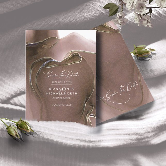 Save The Date Mariage de flux d'encre Enregistrer la date Taupe  (Créateur téléchargé)