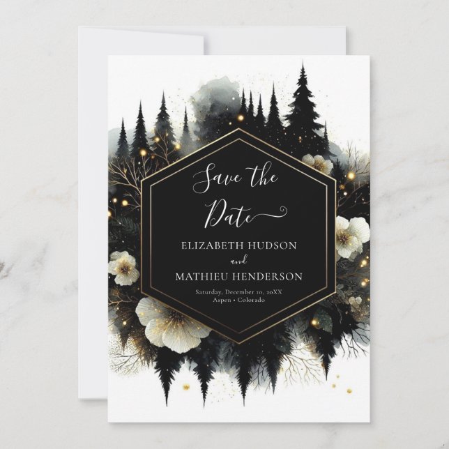 Save The Date Mariage de forêt enchantée modifiable minimal (Devant)