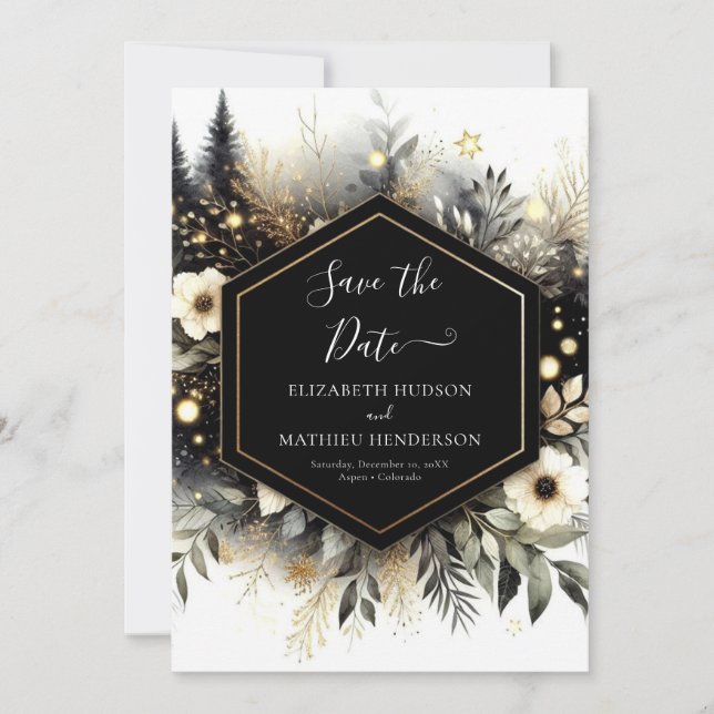 Save The Date Mariage de forêt enchantée romantique numérique (Devant)