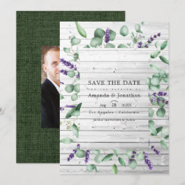 Save The Date Mariage de grange rustique à la lavande d'eucalypt
