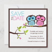 Mariage de hibou bleu et rose