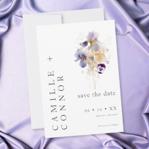 Save The Date Mariage de Jardin à l'Aquarelle avec Iris Violet É