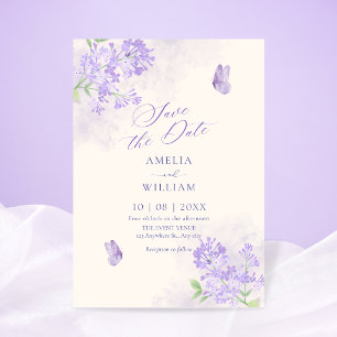 Save The Date Mariage de jardin floral pourpre