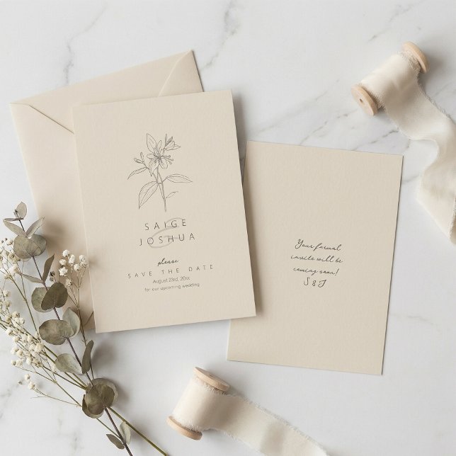 Save The Date Mariage de jardin lessivé par le soleil ivoire ID1 (Créateur téléchargé)