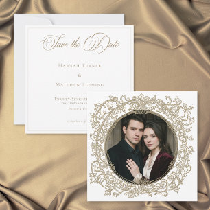 Save The Date Mariage de jardin photo élégant vintage à crête do