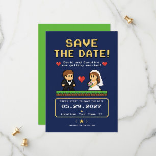Save The Date Mariage de jeu vidéo rétro en style pixel