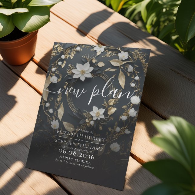 Save The Date Mariage de la couronne d'or blanc noir (Créateur téléchargé)