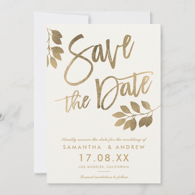 Save The Date Mariage de la feuille d'or enregistrer la date (Devant)