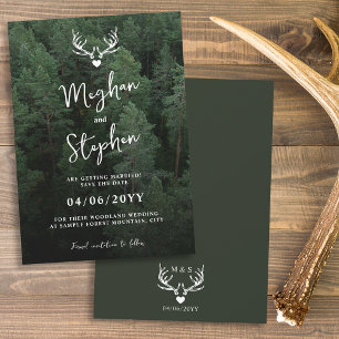 Save The Date Mariage de la forêt de pins de cerfs Antlers