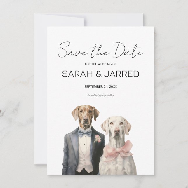 Save The Date Mariage de la mariée et du marié chiens (Devant)