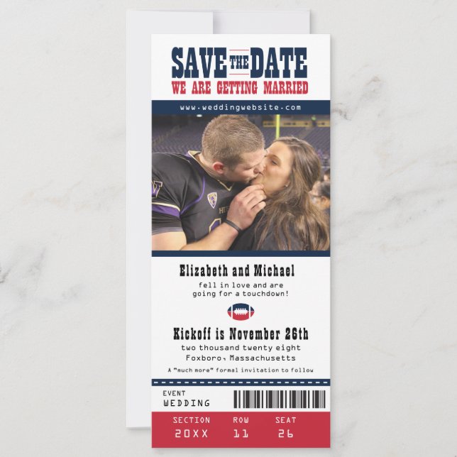 Save The Date Mariage de la Marine Rouge Enregistrer le billet d (Devant)