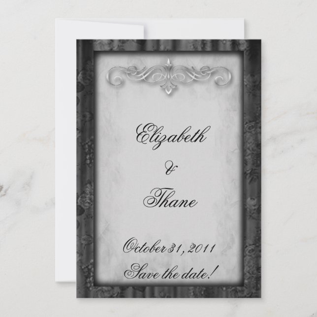 Save The Date Mariage de la soie noire et du parchemin (Devant)
