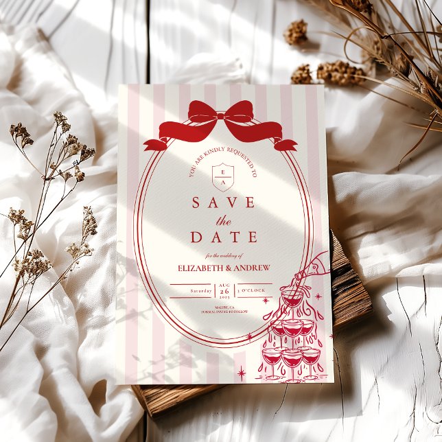 Save The Date Mariage de la tour de Champagne Whimsical (Créateur téléchargé)