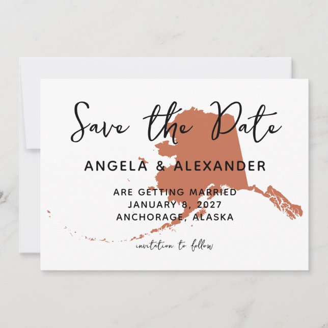 Save The Date Mariage de l'Alaska Terracotta (Devant)