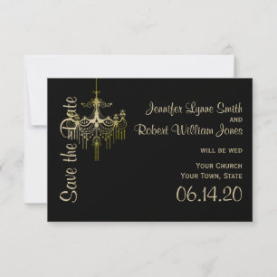 Save The Date Mariage de lustre d'or Posh Enregistrer la date