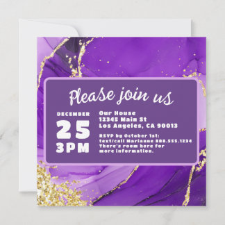Save The Date Mariage de Luxe Marbre Fantaisie Violet et Or