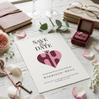 Save The Date Mariage de luxe romantique HH Monogramme