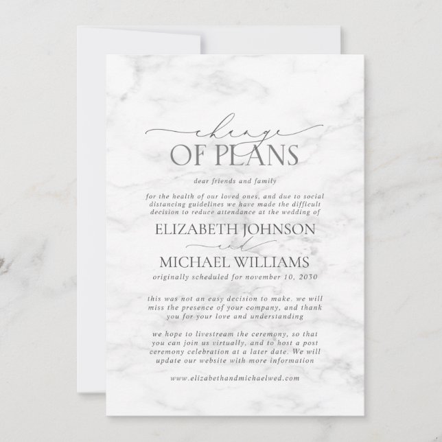 Save The Date Mariage de marbre Date report Enregistrer la date (Devant)