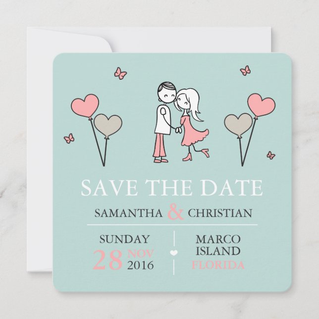 Save The Date Mariage de mariée et de chambre Enregistrer la dat (Devant)